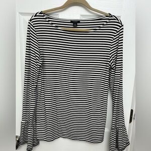 Halogen boat neck striped top.